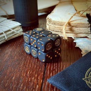 Eye of Raven D6s - Matt Black Pip Dice - 12 Pack - for Warhammer, TTRPGs