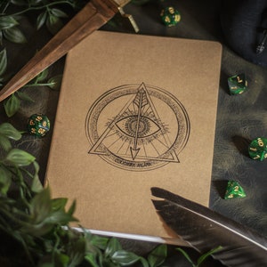Carnet de notes de l'aventurier Ranger - papier kraft à pois A5 - marque-page en cuir en option - cadeau idéal pour D&D et RPG de table