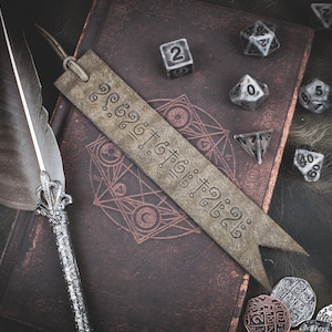 Adventurer's Bookmark - Embossed Grey Smoke Leather Bookmark - Ideal Gift for D&D and Tabletop RPGs