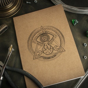 Carnet de notes de l'artisan - papier kraft à pois A5 - marque-page en cuir en option - cadeau idéal pour D&D et RPG de table