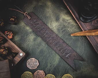 Adventurer's Bookmark - Embossed Walnut Brown Leather Bookmark - Ideal Gift for D&D and Tabletop RPGs