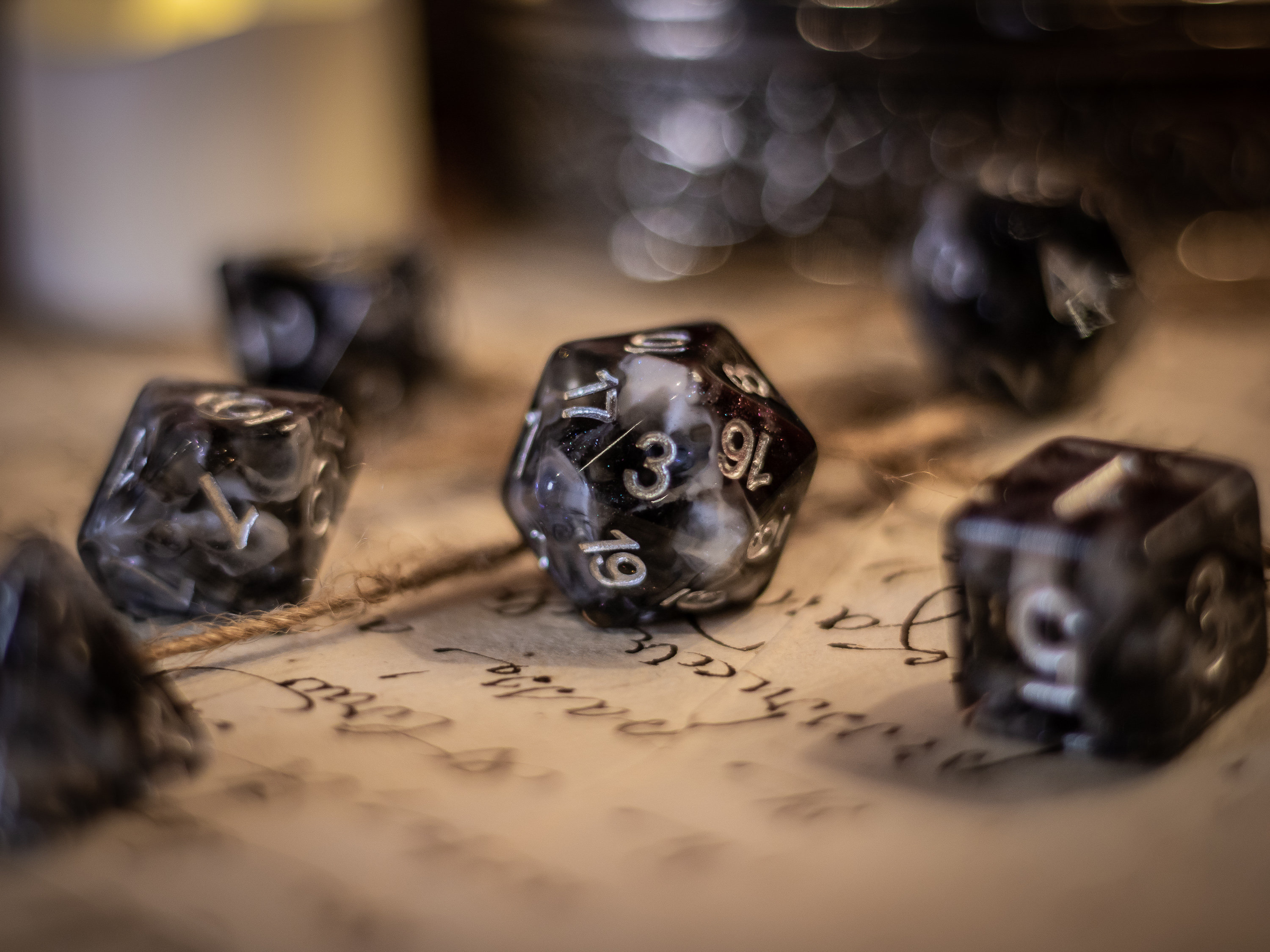 Leaden Ink - Charcoal Black and Grey - Dice Set for D&D, Pathfinder, …