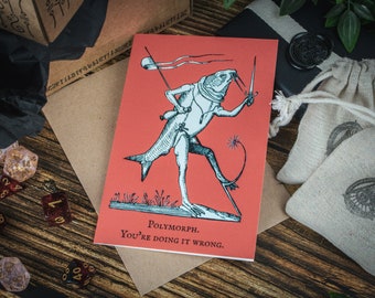 Tarjeta de felicitación para jugadores de D&D: Polymorph: regalo ideal para jugadores de mesa