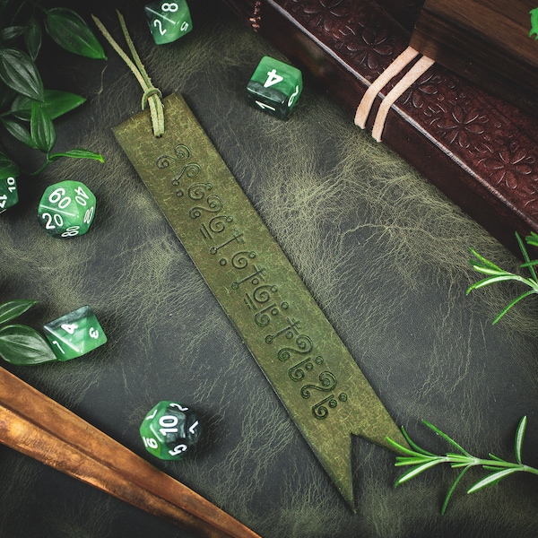 Adventurer's Leather Bookmark - Embossed Moss Green Bookmark - Ideal Gift for D&D and Tabletop RPGs
