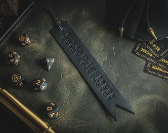 Adventurer's Leather Bookmark - Embossed Black Bookmark - Ideal Gift for D&D and Tabletop RPGs