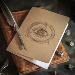 Carnet de l'aventurier - Papier kraft à pois A5 - Marque-page en cuir en option - Cadeau idéal pour D&D et RPG de table