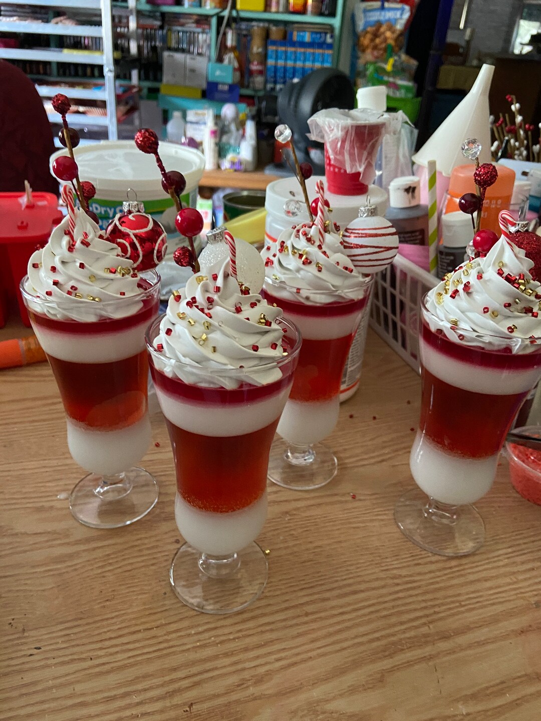 Fake Candy Cane Gelatin Parfait Etsy