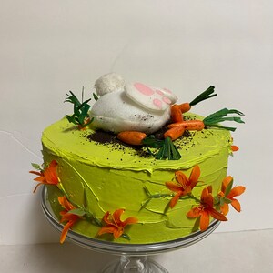 Fake Easter Bunny Digging for Carrots Cake