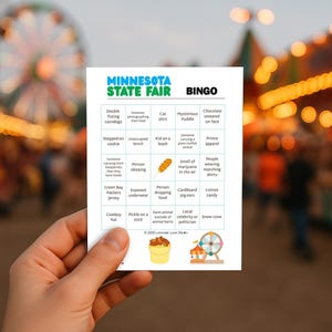 Minnesota State Fair Bingo Printable | Fun Game for MN Fairgoers | Instant Download | Great for Groups & Families