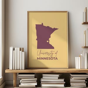 Muurkunst universiteit van Minnesota voor slaapzaal |  Afdrukbare kastanjebruine en gouden universiteitsafdrukken | Kunstwerk voor appartement Trendy decor voor Gophers