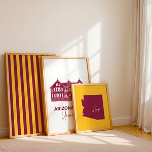 Arizona State Sun Devils Wandbilder – Kastanienbraun-goldene Dekoration fürs Studentenwohnheim (Digitaler Download)