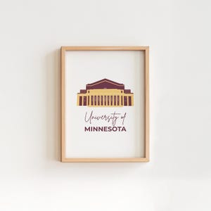 Muurkunst universiteit van Minnesota voor slaapzaal |  Afdrukbare kastanjebruine en gouden universiteitsafdrukken | Kunstwerk voor appartement Trendy decor voor Gophers