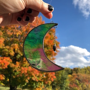 Crescent moon sun catcher with charm