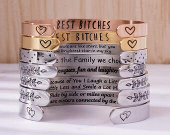 Personalized Cuff Bracelets Stainless Steel Bangle Hand Engraved Positive Skinny Mantraband Handwritten Stamped  Inspirational Quote Silver