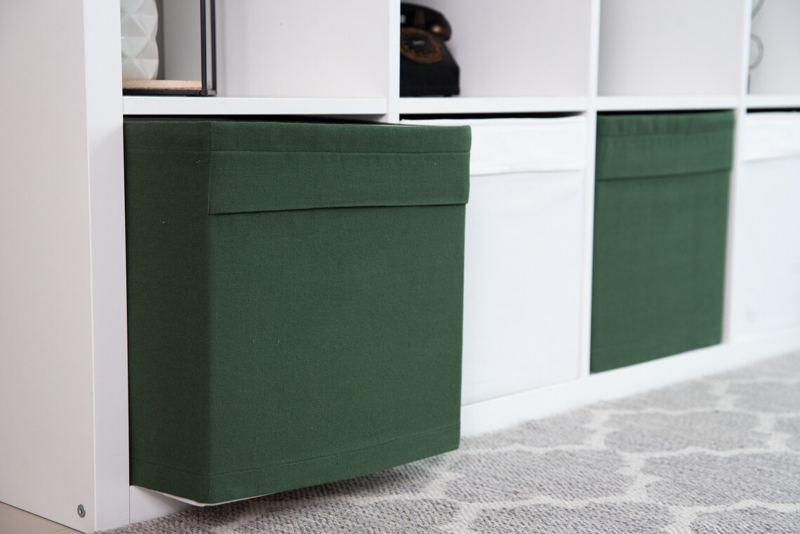 Ikea Drona Box Cover / Juniper Green Uni / Kallax shelf unit / Etsy