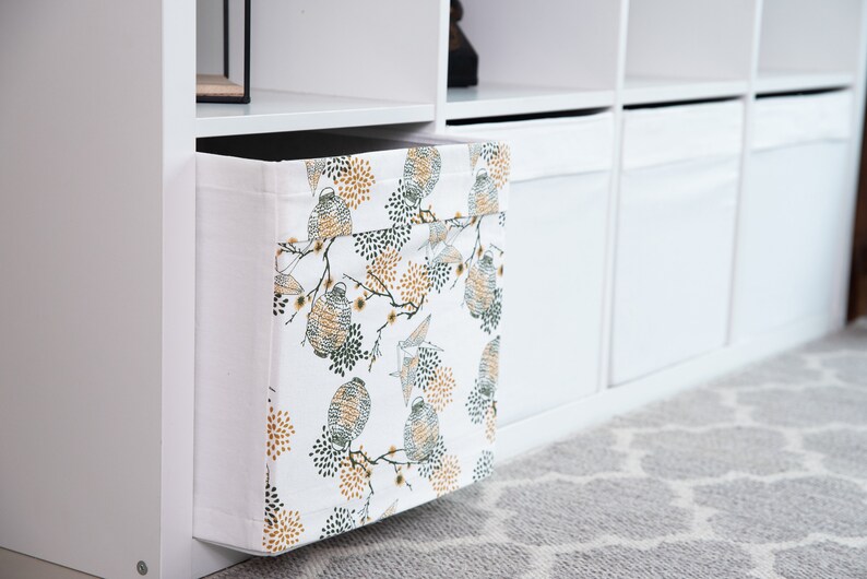 Ikea Drona Box Cover / Floral White Branch / Kallax shelf unit Etsy