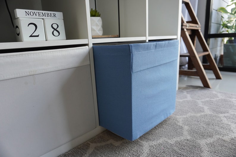 Ikea Drona Box Cover / Cerulean Blue Uni / Kallax shelf unit / Etsy