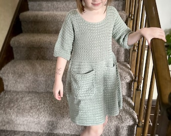 Peony Peplum Dress, Child Size, Crochet Pattern