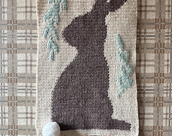 Suspension murale lapin de jardin, motif au crochet