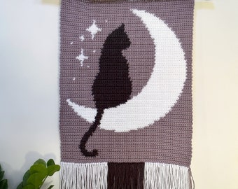 Luna Cat Wall Hanging, Crochet Pattern