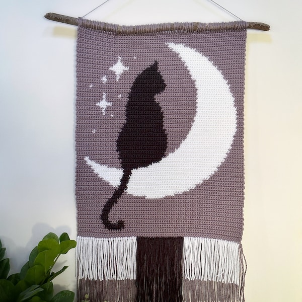 Luna Cat Wall Hanging, Crochet Pattern