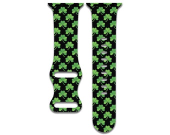 Clover Apple Watch Band: St Patricks Day Black Print