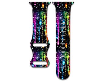 Shiny Paint Drops Band Compatible with Apple Watch Series 1-9, 38mm, 40mm, 41mm, 42mm, 44mm, 45mm, 49mm, SE, SE2, Ultra, Ultra 2