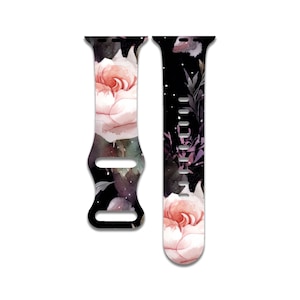 Painted floral, vintage watch band compatible with apple watch series 1-9, 38mm, 40mm, 41mm, 42mm, 44mm, 45mm, 49mm, se, se2, ultra, ultra 2