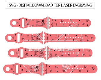 Valentine Gnome Watch Band SVG, Heart Laser Engraving File for Silicone Bands