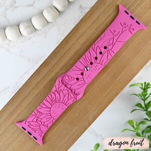 Sunflowers, Floral, Flowers, Florist, Bee Engraved Apple Watch Band for a Woman, Compatible with Series 1-9, SE, SE2, Ultra – 38mm to 49mm