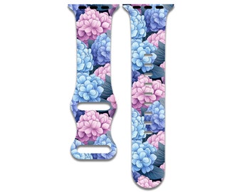 Hydrangea Floral Apple Watch Band, Printed in USA