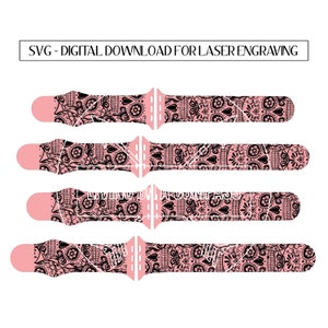 SVG Día de los Muertos, Day of the Dead Apple Watch Band Design for Soft Silicone iWatch Bands, A Tool For Laser Machines/Glowforge