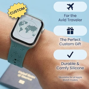 Gepersonaliseerde Apple Watch-band voor vliegtuig, siliconen luchtvaartband, aangepast reiscadeau