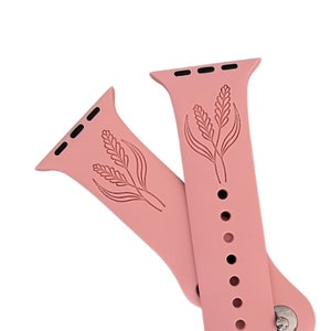 Floral, Flowers, Wildflowers, Birth Month Engraved Apple Watch Band for a Woman, Compatible with Series 1-9, SE, SE2, Ultra – 38mm to 49mm