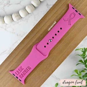 F*uk Cancer, Breast Cancer Awareness Engraved Apple Watch Band for a Woman, Compatible with Series 1-9, SE, SE2, Ultra – 38mm to 49mm