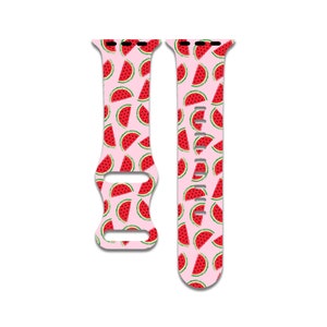 Watermelon, pink, red watch band compatible with apple watch series 1-9, 38mm, 40mm, 41mm, 42mm, 44mm, 45mm, 49mm, se, se2, ultra, ultra 2