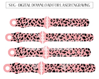 Stampa leopardata SVG per cinturino i-Watch, cinturino in silicone morbido compatibile con apple, cinturino inciso al laser per 38 mm 42mm 40mm 44mm, Glowforge