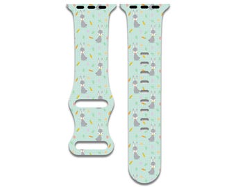 Easter Bunny Watch Band Compatible with Apple Watch Series 1-9, 38mm, 40mm, 41mm, 42mm, 44mm, 45mm, 49mm, SE, SE2, Ultra, Ultra 2,