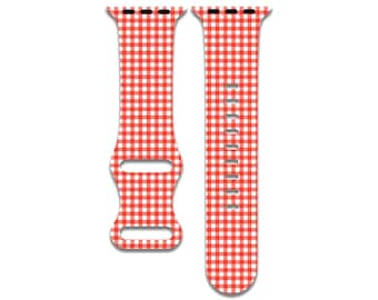 Red Checkered Apple Watch Band, USA Printed