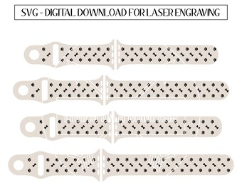 SVG Paws and Bones Dog Smart Watch Band, cinturini in silicone morbido per i-Watch, Svg inciso al laser per Glowforge, compatibile per Apple Watch