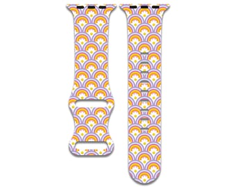 Retro Rainbow, Daisies, Daisy, Boho, Pink Apple Watch Band for Women, Compatible with Series 1-9, SE, SE2, Ultra – 38mm to 49mm