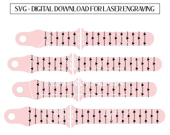 Heart Pattern Watch Band SVG, Love Laser Engraving File for Silicone Bands