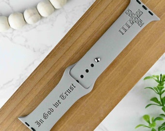 In God We Trust Engraved Apple Watch Band, Handmade in USA