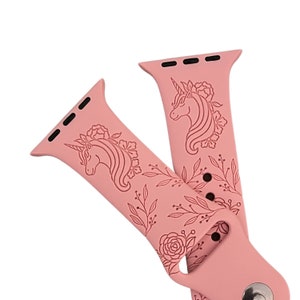 ユニコーンフローラル、気まぐれなアクセサリー、ワイルドフラワーが刻印されたApple Watchバンド、シリーズ1〜9、SE、SE2、Ultraに対応 - 38 mm〜49 mm