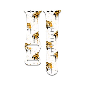 Leopard, cheetah, ink watch band compatible with apple watch series 1-9, 38mm, 40mm, 41mm, 42mm, 44mm, 45mm, 49mm, se, se2, ultra, ultra 2