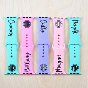 Monogram, Custom, Personalized, Name Engraved Apple Watch Band for a Woman, Compatible with Series 1-9, SE, SE2, Ultra – 38mm to 49mm