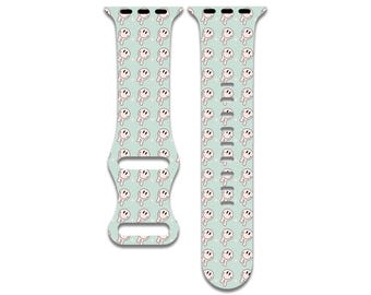 Smiley Faces, Happy, Retro, Green, Summer Apple Watch Band for Women and Men, Compatible with Series 1-9, SE, SE2, Ultra – 38mm to 49mm