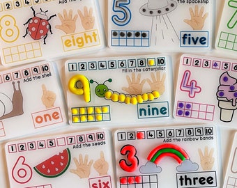 Play Doh, Dry Erase Mat, Toddler Activities, Kindergarten, Preschool Activity, Numbers 1-10, Montessori Materials, Learning Activity, Play