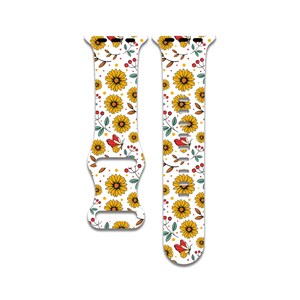 Sunflower, Butterfly, Floral Watch Band Compatible with Apple Watch Series 1-9, 38mm, 40mm, 41mm, 42mm, 44mm, 45mm, 49mm, SE, SE2, Ultra 2