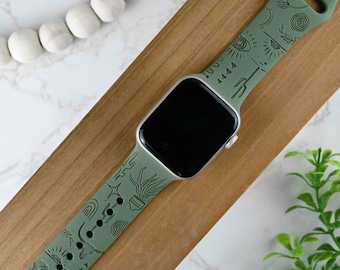 Western, Plants, Desert, Boho, Hippie Engraved Apple Watch Band